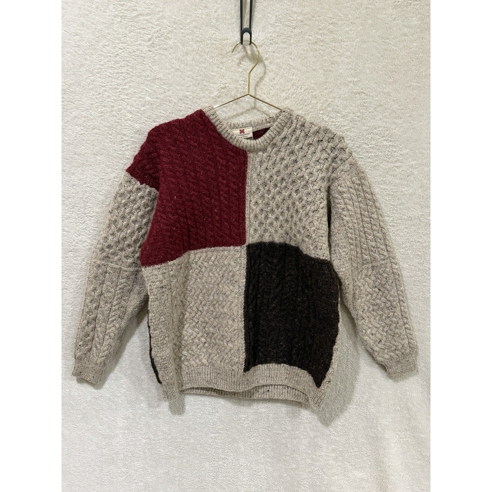 Carraig Donn Aran Sweater 100% Pure New Wool Cable Knit Ireland Fisherman Block
